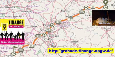 Streckenübersicht zur Fahrradtour Grohnde-Tihange