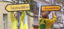 2018-03-10: Beim Aktionstag in Göttingen wurden die Entfernung zu Atomanlagen ausgeschildert.